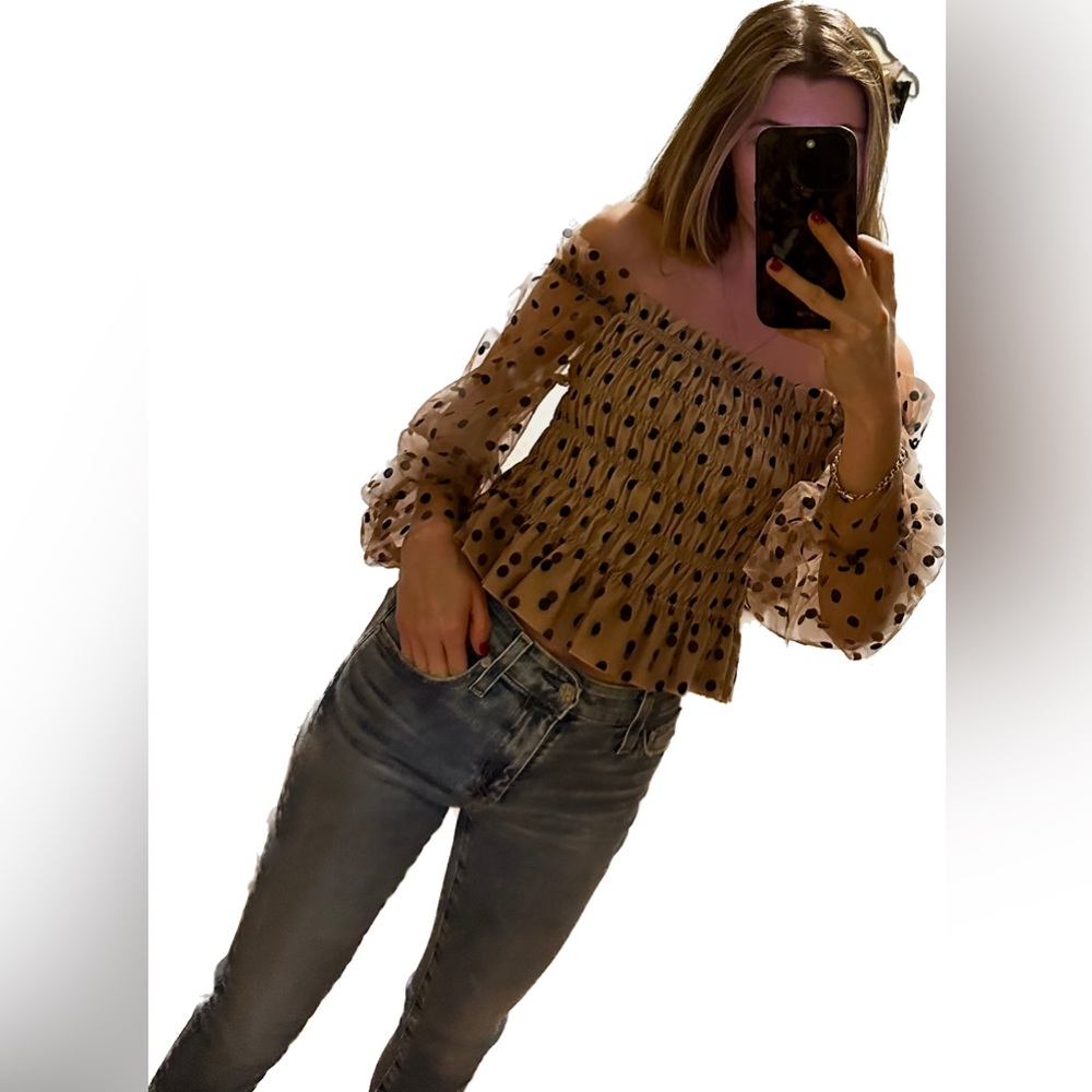 Polka dot off the shoulder top